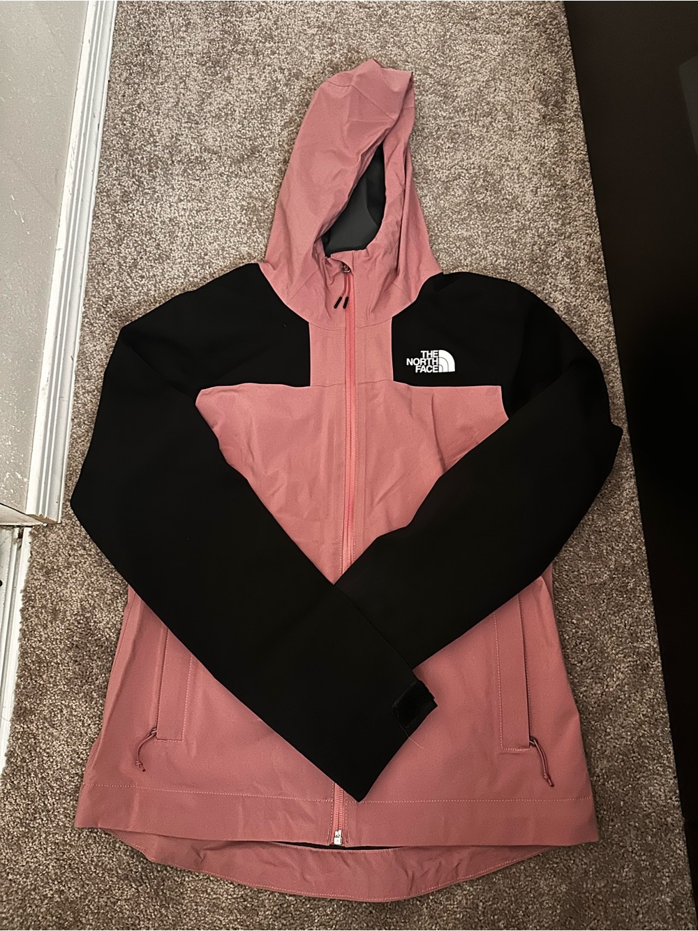 The North Face Pink and Black Hooded Jacket Size Small 0531